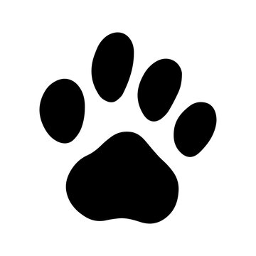Paw print icon,vector illustration. Flat design style. vector paw print icon illustration isolated on White background, paw print icons graphic design vector symbols, Black silhouette.