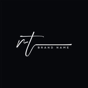 RT letter beauty handwriting vector logo. 