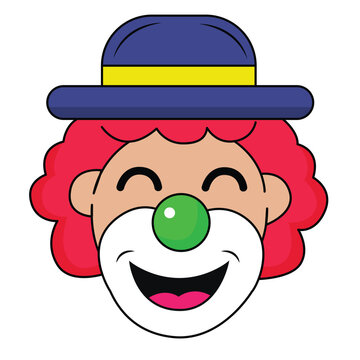 Clown Happy Face Illustration, Festival Clown Smile Face