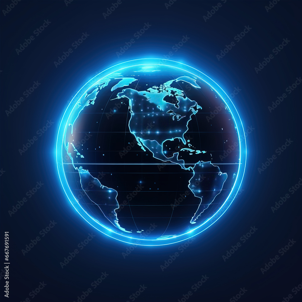 Canvas Prints glowing earth circular icon,created with generative ai tecnology.