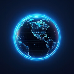 Glowing Earth Circular Icon,created with Generative AI tecnology.