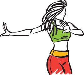 hip hop 2 dancer pretty woman active lifestyle vector illustration