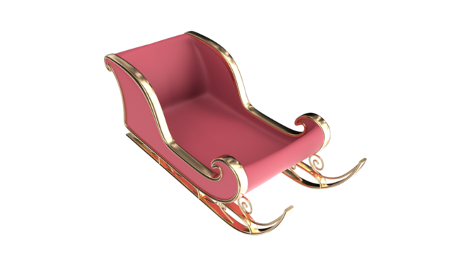 The christmas sliegh, Santa's Sled, 3d render. isolate on transparent background