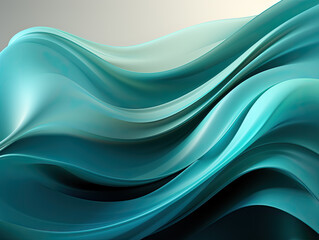Obraz premium Abstract pattern with translucent curved line on a teal background. Very saturated light bluish cyan.