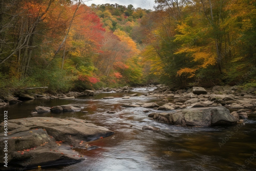 Canvas Prints scenic fall river in mountain dale. Generative AI