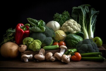 A collection of healthy vegetables, symbolizing nourishment, perfect for recipe and lifestyle articles emphasizing the benefits of incorporating veggies into a regular diet. Generative AI