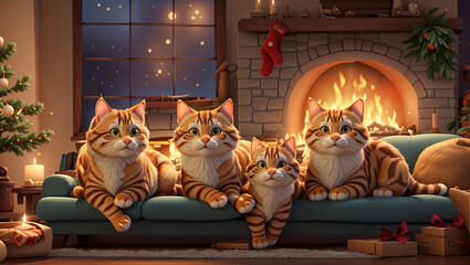 cat in fireplace