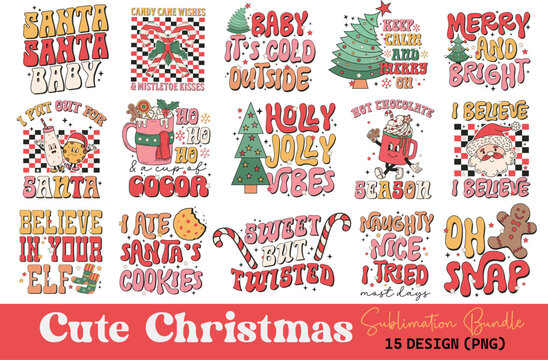 Retro Christmas Sublimation Design Bundle