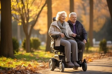 Happy Senior Couple Enjoying walking in park, Recalling Memories, and Staying Healthy