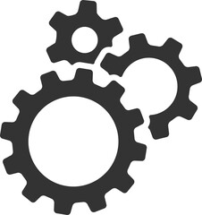 Metal gears and cogs vector. Gear icon flat design. Mechanism wheels logo. Cogwheel concept template.