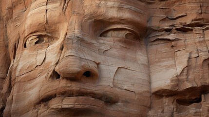 A face that appears etched, each line and groove mirroring the erosion patterns on canyon walls.