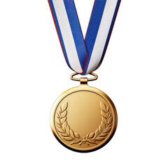 Fototapeta premium 3D model golden medal isolated on transparent and white background. Png transparent