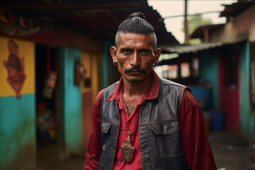 Obraz premium Central American Street Portrait: Resilience Amidst Povert