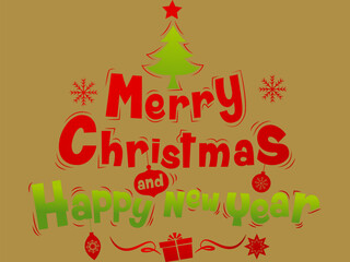 Fototapeta na wymiar Merry Christmas and Happy New Year Greeting Card