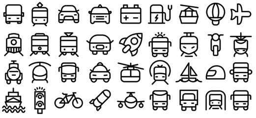 vehicle simple line front icon vector illustration collection