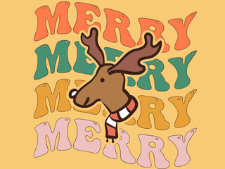 Merry T-Shirt Design for Christmas with Deer