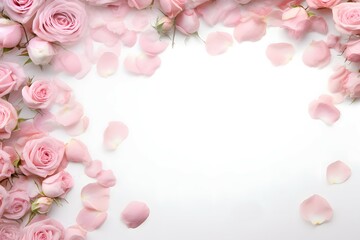 romantic background with pink flowers borders