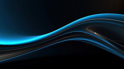 Fototapeta premium Abstract elegant dark gray and neon blue wave background illustration