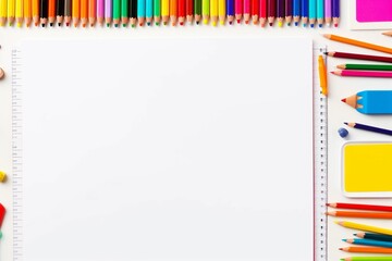 Fototapeta premium stationery and office stuff on white background with copy space