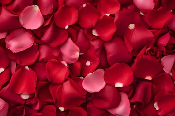 romantic background with red rose petals