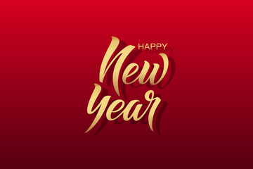 Happy New Year hand lettering calligraphy. Vector holiday illustration element. Typographic element