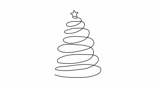 Christmas tree line. Video flat cartoon animation design element. alpha channel transparency