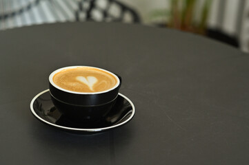 hot coffee cup,cappuccino, espresso, top view, have heart