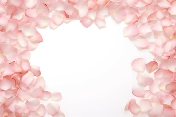 Fototapeta na wymiar romantic background with pink rose petals border