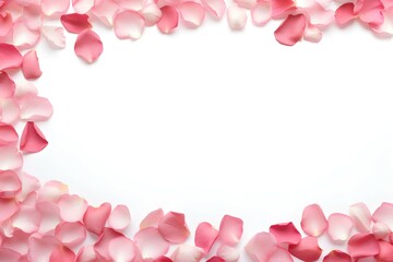romantic background with pink rose petals border