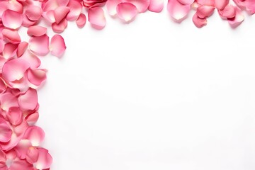 Fototapeta na wymiar romantic background with pink rose petals border