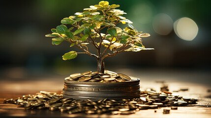 Magical Fantasy Money Tree Concept of Money Investment Focused Foreground
