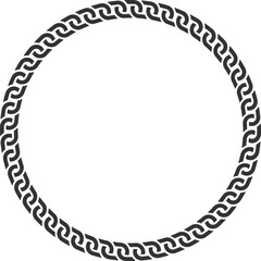Texture chain round frame. Circle border chains silhouette black and white isolated on background. Chainlet design element.