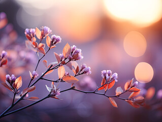 A soft, bright, shiny style with yellow and orange bokeh circles enhances the blurred and natural...