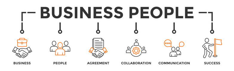 Business people banner web icon vector illustration concept with icon of business, people, agreement, collaboration, communication and success