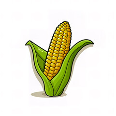 Obraz premium Sticker design with an corn stover on white background.