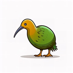 Sticker design with an kiwi bird on white background.