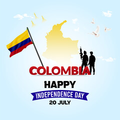 Creative Colombia independence day social media post and web banner