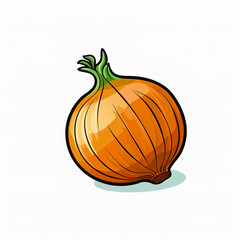 Sticker design with an onion on white background.