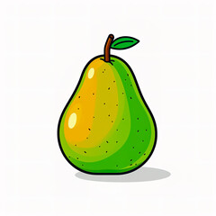 Sticker design with an pear on white background.