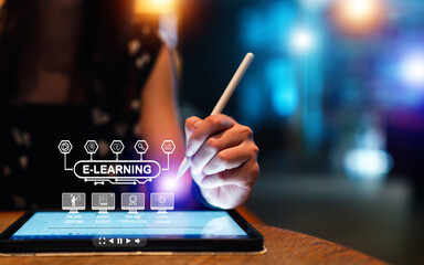 Education technology concept. EdTech. AI (Artificial Intelligence).Webinar Online Courses....