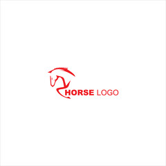Red horse head silhouette logo illustration
