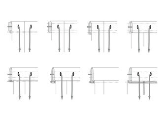 パンツウエスト部分のアパレル縫製仕様図解/ゴム、紐入り/縫製仕様書用