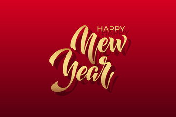 Happy New Year hand lettering calligraphy. Vector holiday illustration element. Typographic element