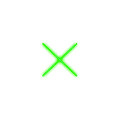 neon cross icon on transparent background. light x mark.  neon light icon isolated 