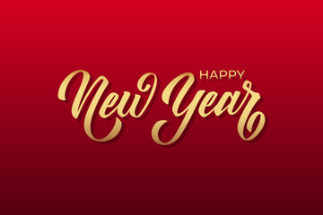 Naklejka premium Happy New Year hand lettering calligraphy. Vector holiday illustration element. Typographic element