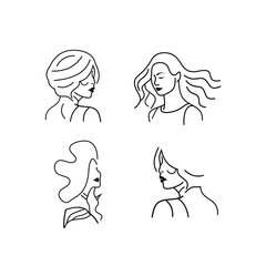 Set Collection Hair Woman Beauty Icon