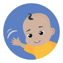 Baby boy avatar. Infant. Dark eyes, caucasian. Vector flat illustration. Cartoon people design. Suitable for animation, using in web, apps, books, education projects