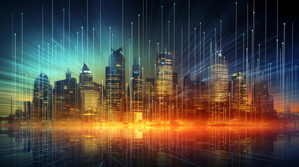 Fototapeta premium Global business, Investor, invest graph data growth on business network and investment risk analysis, strategy and planning investment, Banking - Generated by Generative AI