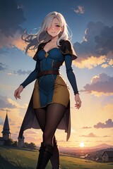 Obraz premium Magicienne dans un univers fantaisy et médiéval anime