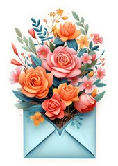 A Colorful Bouquet of Flowers Inside a Lovely Envelope